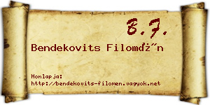 Bendekovits Filomén névjegykártya